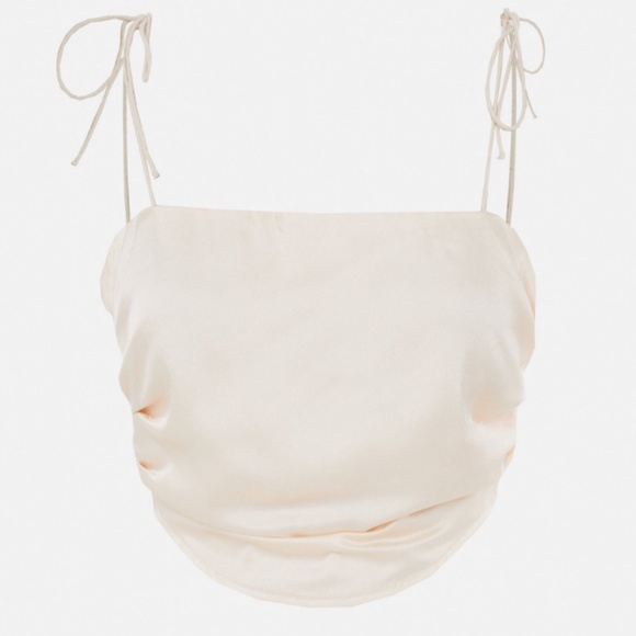 Nude Satin Strappy Crop Top - Picture 1 of 4